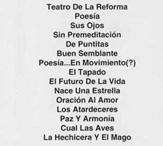 List of poetry from La Poesia De Alfonso A. Gomez